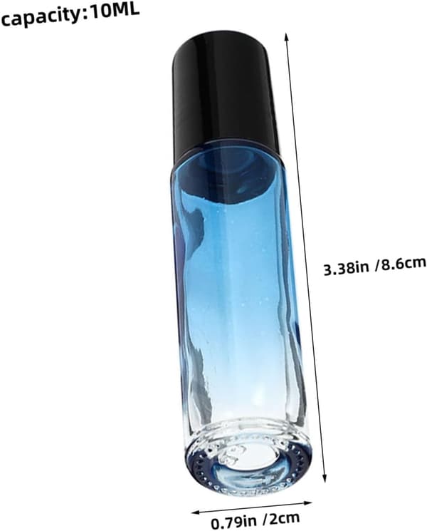 20 st eteriska oljerullflaskor påfyllningsbara glasbehållare med svarta lock, gradientblå design