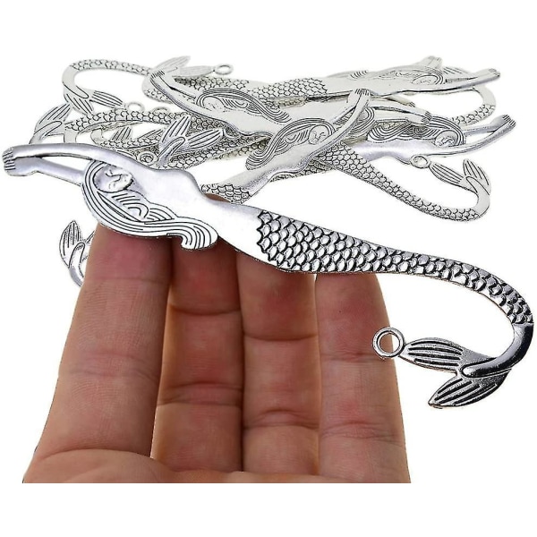 10x Silver Mermaid Metal Bokmärken DIY smycken fynd