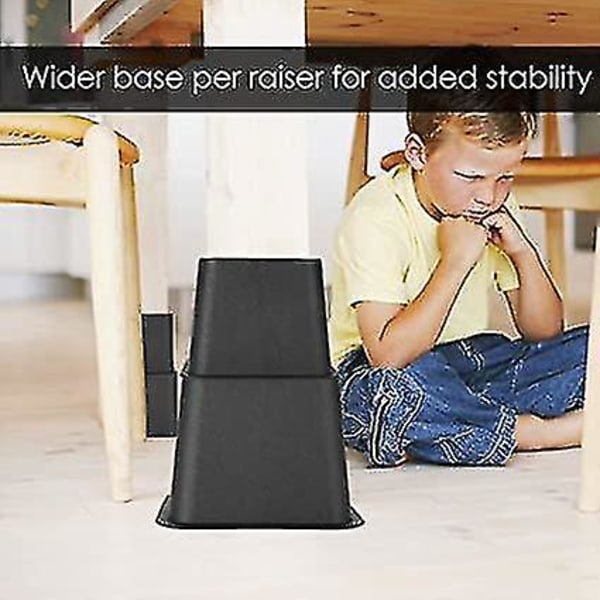 Sengestativ, 8 stk. PP Møbelforhøjere Justerbare Sengestol Sofa Forhøjere Fødder Løft Sæt 4 X 5\"/ 4 X 3\" Tilgængelig Sort