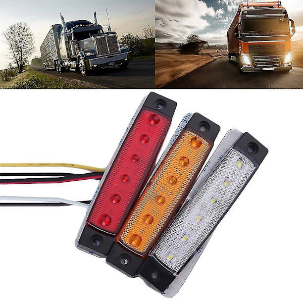 6 LED:n auton, kuorma-auton ja perävaunun sivuvalot 12V vedenkestävä