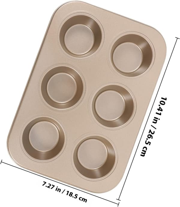 2 stk. Nonstick Cupcake Form Rund Bageform 6-Huls Rustfrit Stål Nem Frigørelse Multifunktionel Brug