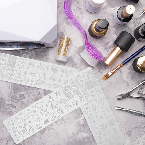 6 stk. neglekunst trykte stålplader Juleneglestempelplader Manicurestencils til stempelplader