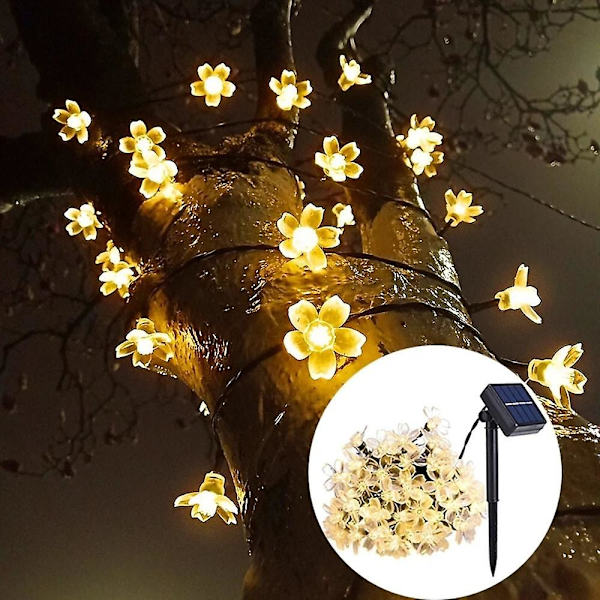 Aurinkoenergialla toimiva LED-valoketju 6,5m 30 LED:tä Kirsikankukka 8 Tilaa