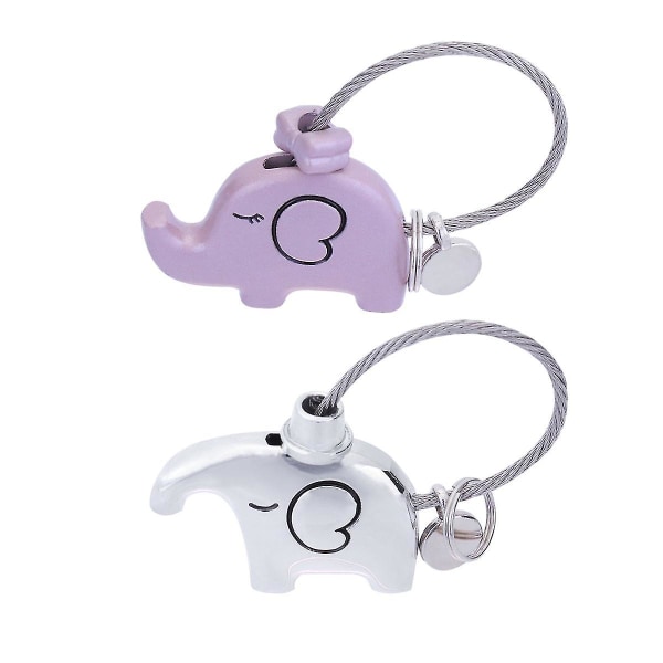 2 stk Elephants Design Par nøgleringe Metal Fashion nøgleringe elskere nøglering gave til fødselsdag (tilfældig farve)