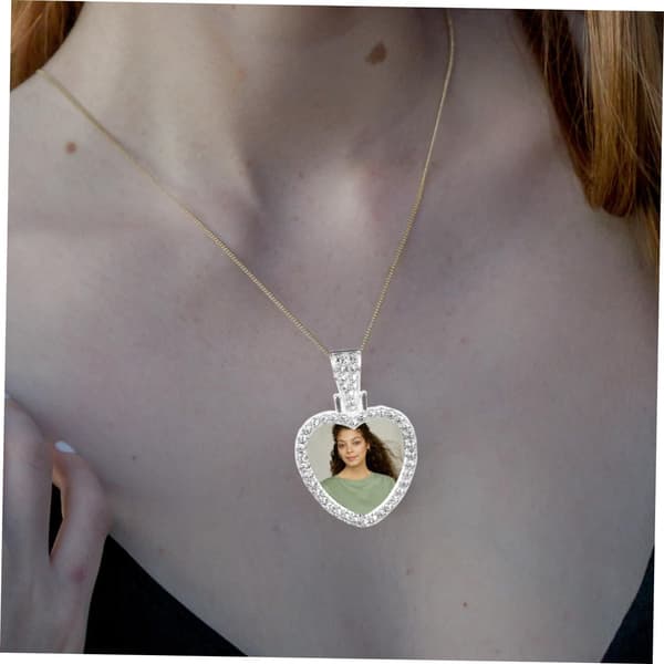 12 stk. sølvhjertevedhængsbakker Sublimering Rhinestone Smykkefatning Base