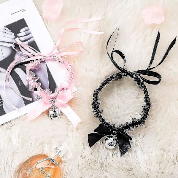2 kpl Kello-Choker-Kaulakoru Retro Choker Charm Pitsi Kello Kaulakoru Jousi