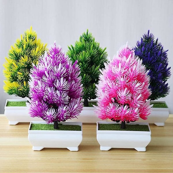 Kunstige potteplanter - Plastikurtepotte - Dekoration til indendørs og udendørs - Hjemmebalkon