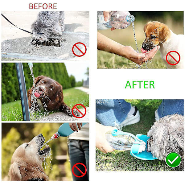 Pet Vanddispenser Feeder Beholder Bærbar Med Drikkestål Skål Udendørs Vandreture