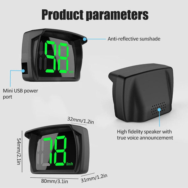 Digital Bil Hud Gps Hastighetsmätare Head Up Display