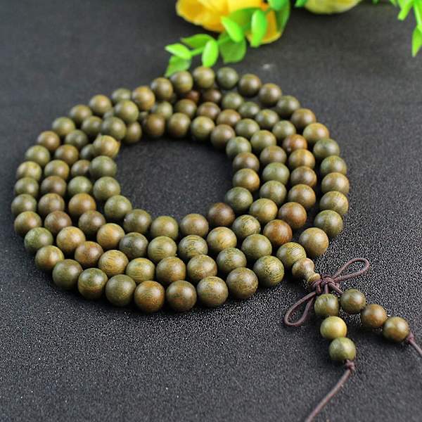 108 Perler Naturlig Sandeltræ Armbånd Mala Tibetansk Grøn Sandeltræ Buddha Bøn Perler