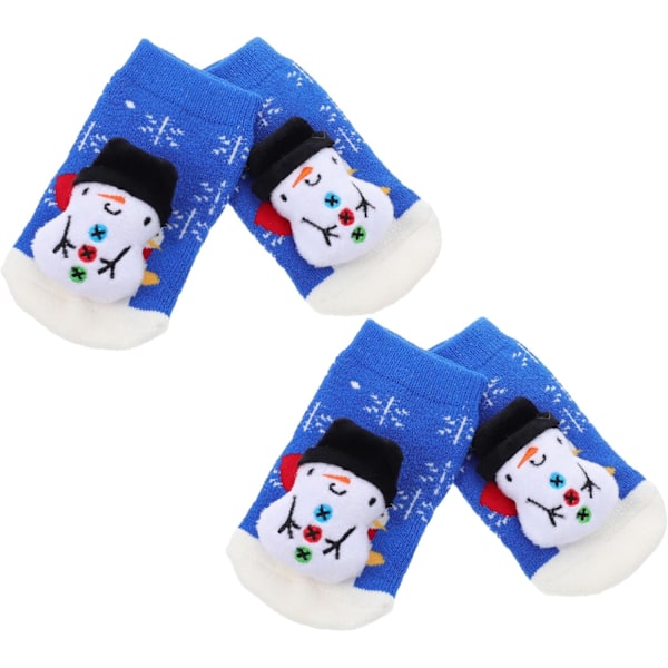Mysiga babysockor 2 par Julstrumpor Snögubbedesign 0-1 år Mjuk kammad bomull