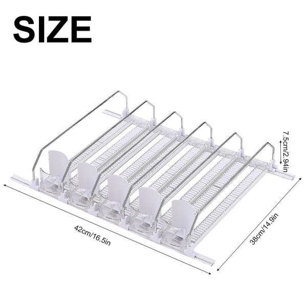 31 cm Dryckesorganisatör Kylskåp Vit Automatisk Pusher Glide
