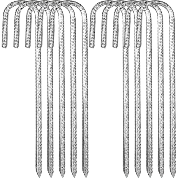 10-pack Markförankringar, Galvaniserat Stål Tältpinnar, J-krok Fästpinnar, 12 Tum Trampolin Tak
