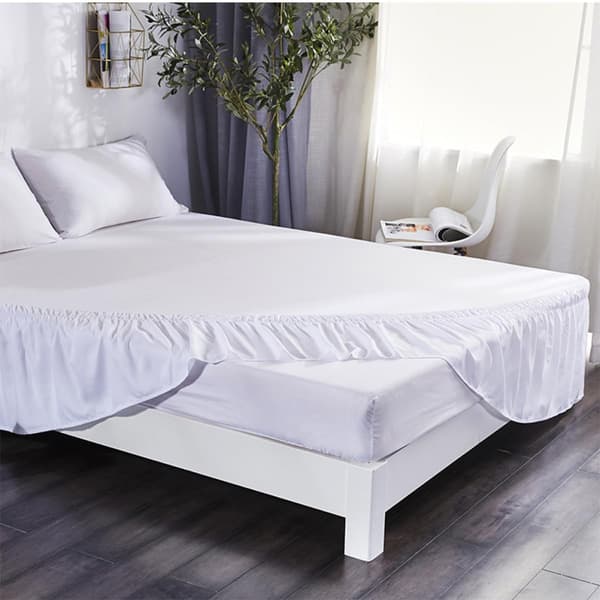 Bouffancy Vit Polyester Sängkappa Dubbelsäng Volang Monterad Valans 100x200+40cm