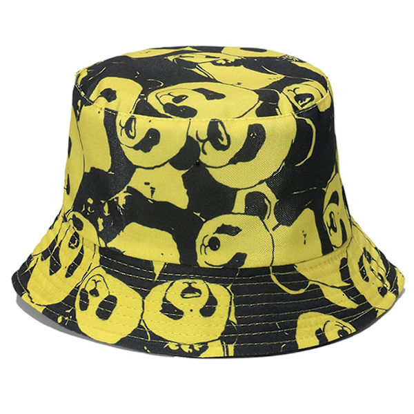 Avslappnad Fiskehatt All-match Cartoon Panda Bucket Hat För Vandring Camping D
