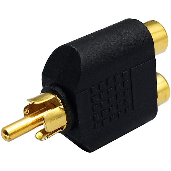 Splitter Adapter, Guldbelagt 1 RCA Han til 2 RCA