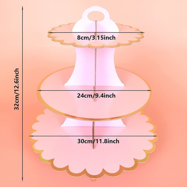 2-pakks pappkakefat, 3-lags papirkakefat, dessert- og bakverkstårn, runde kakefat Rose