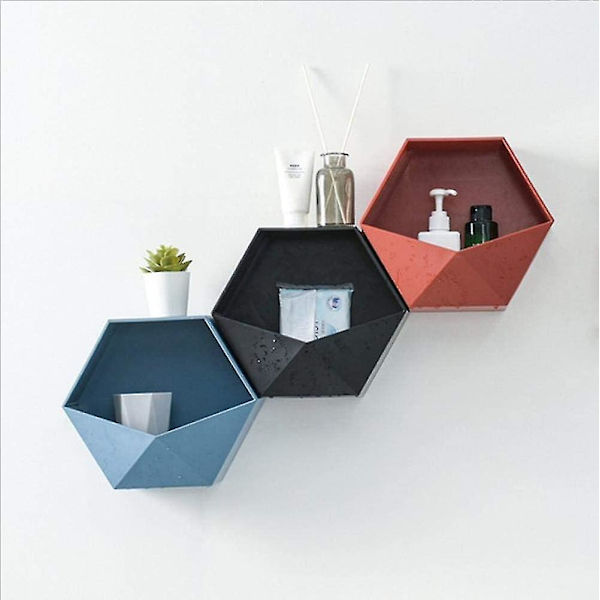 Hexagonalt Geometrisk Væghylde Multifunktionel Flydende Opbevaringshylde Kreativitet Displayvæg