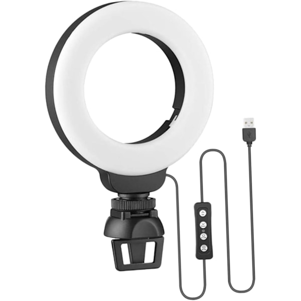 Selfie-rengasvalo web-kameralle, himmennettävä LED-kauneusvalo klipsillä suoratoistoon, 3 tilaa