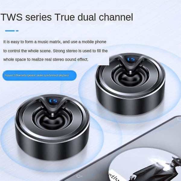 Mini Subwoofer Bluetooth-højttaler med Tws Dual Channel Trådløs Bluetooth Mp3-lydafspiller (sort)