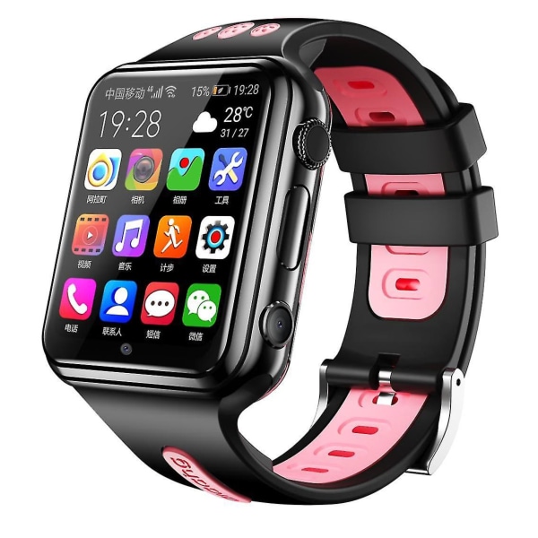 High-speed Network 4g Smartwatch W5 Touch Screen Med Kamera Gps Wifi Black-pink (4G SIM Card)