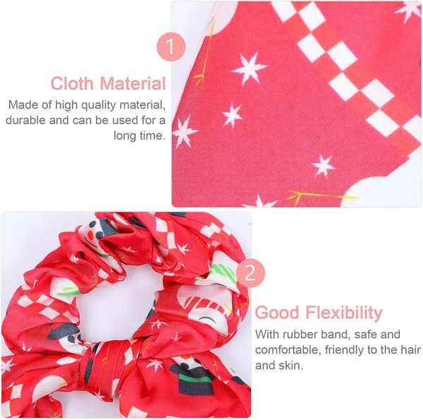 6 stk julebånd Scrunchy med lang hale Hårbånd Elastiske Hestehaleholdere Hår Scrunchy Elastikker til julefester