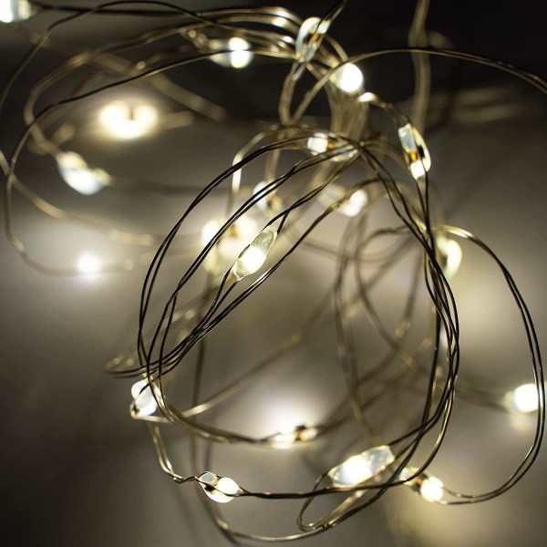 2m Batteridrevne Fe-lys | Kobbertråd Lysende 20 Mini LED