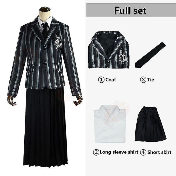 Wednesday Addams The Addams Family Nevermore Kostym Uniform Set Kvinnokläder L Style 5