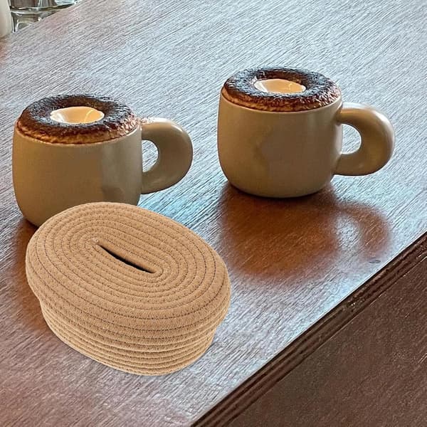 Khaki bomullstau vevboksdeksel med ingen grader og solid design, elegant enkel stil vevholder