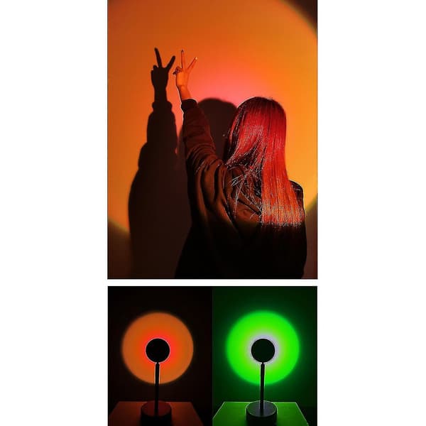 Solnedgangsprosjektorlampe, 180 graders rotasjon, LED-lys