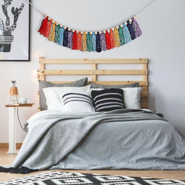 10x210cm Nordisk Makramé Regnbuetov Vægophæng Børneværelses Dekoration