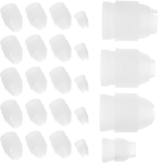 24 stk. kakepyntkoblinger for sprøyteposer, PP-materiale, fire diametervarianter