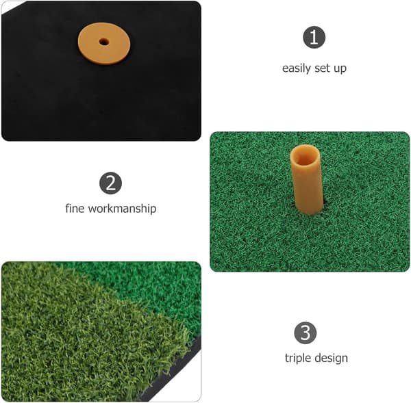 Golf træningsmåtte Indendørs golf græsmåtte Svingmåtte til putting træning Tee holder