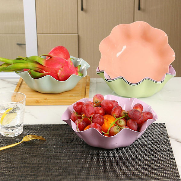Snacksfat Universal Frills Design Plast Halksäker Sallad Köks Skål För Kontor, 1 Styck, Lila