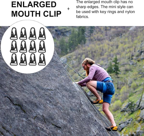 12 st fjäderkarbinhakar i zinklegering, multifunktionella