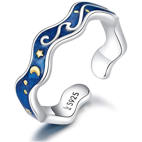 Ztowoto Embrace 925 Sølv Justerbare Åpne Sølvringer,forsølvbelegg fine ringer Smykker For Kvinner Jenter Starry sky