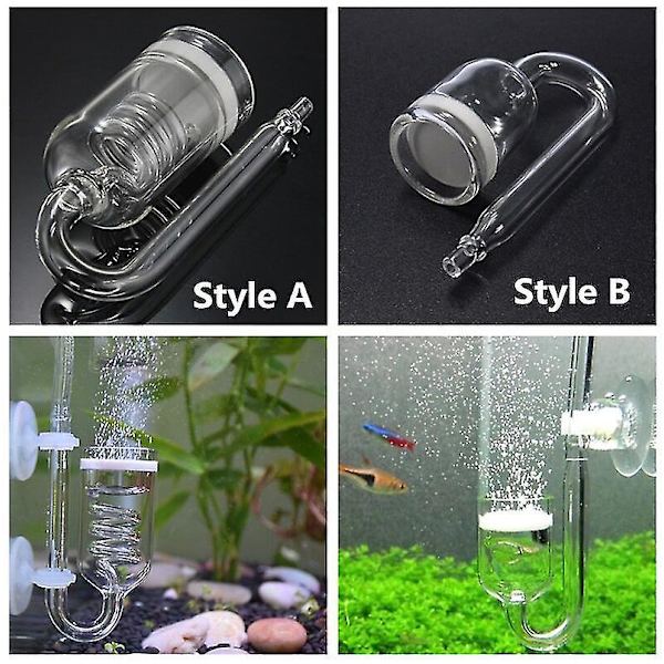 2 Stilarter Glas CO2 Akvarium Diffuser Kuldioxid Reaktor