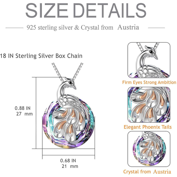 Anheng halskjede for kvinner, 925 sølv med smykker Purple
