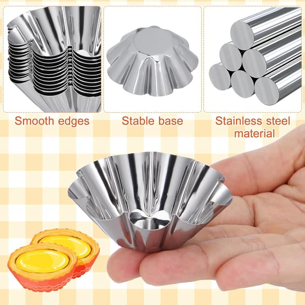 12 stk. terteformer Cupcake Muffins Bakekopper Rustfritt Stål Blomsterform Gjenbrukbar Non-Stick Bakeutstyr