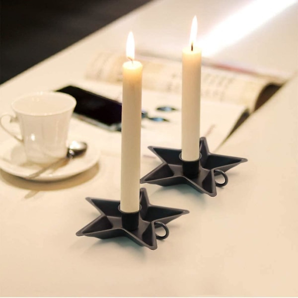 2-pak Pentagram dekorative jernplade lysestager, rustikke lysestager
