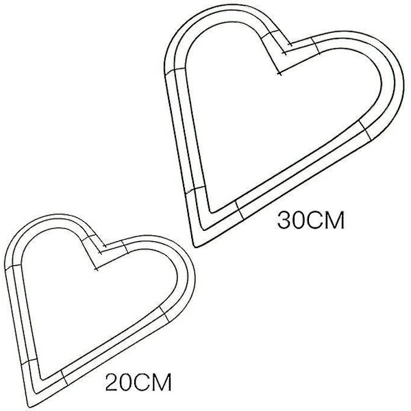 2 stk Hjertemetallkrans Trådramm Bryllup Valentinsdag Håndverk