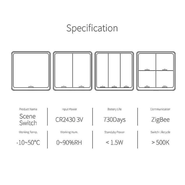 Tuya Zigbee Trådløs Smart Scene Switch 4 Gang