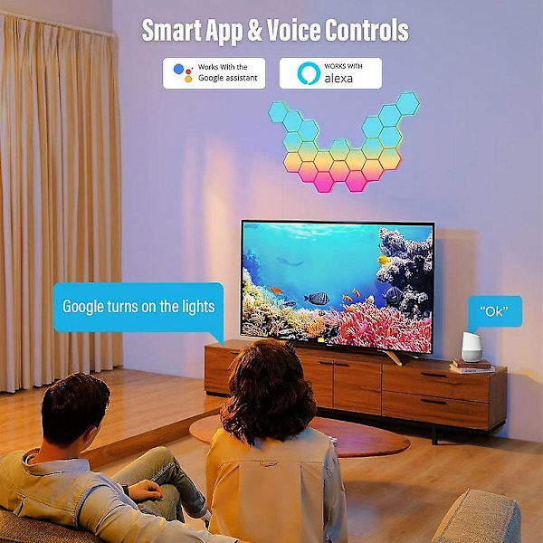 LED-kuusiokulmainen valo RGB Bluetooth sisäseinäsovelluksen ohjauksella