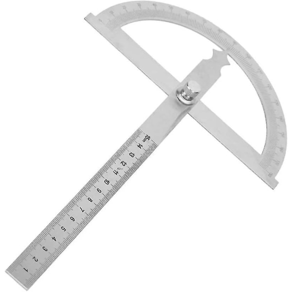 0-180 graders vinkelmåler i rustfrit stål, Goniometer Goniometer 15 cm lineal med låsemøtrik, 1 pakke