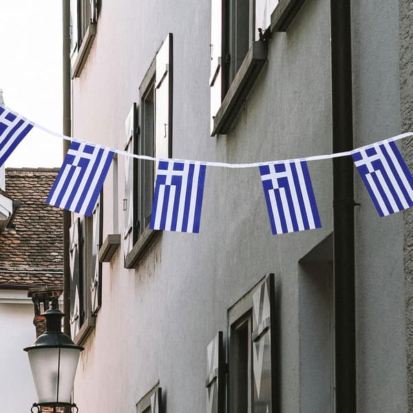 Mini Hellas Flagg Hengende Banner Hellas Bannerstreng 14x21cm Firkantet Solid Polyester