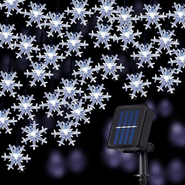 Snefnug-Lysstreng Solcelle Globe Julepynt 12m 100led