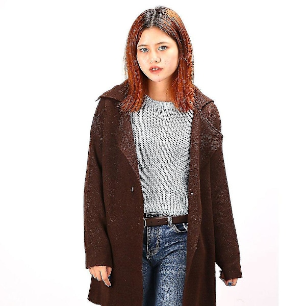 Kvinnors Imitationsmocka Knytband Långärmad Cardigan