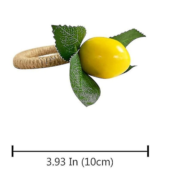 10 stk Håndlavede Servietringe Gule Kunstige Citroner Med Vinranke Servietring Til Bryllup, Middagsfest, Banket (haoyi-yuhao