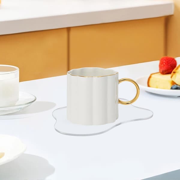 2 stk. akrylunderlegg kaffekoppunderlegg skyform uregelmessig design solid varmebestandig egnet