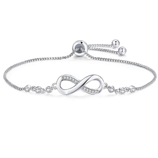 Armbånd for kvinner, 925 sterling sølv hvitt gullbelagt kjærlighetshjerte armbånd med cubic zirconia fre